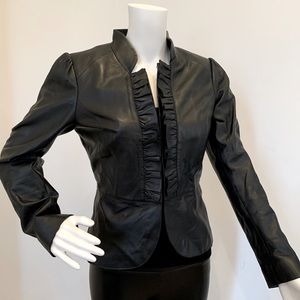 White House Black Market black Leather Jacket